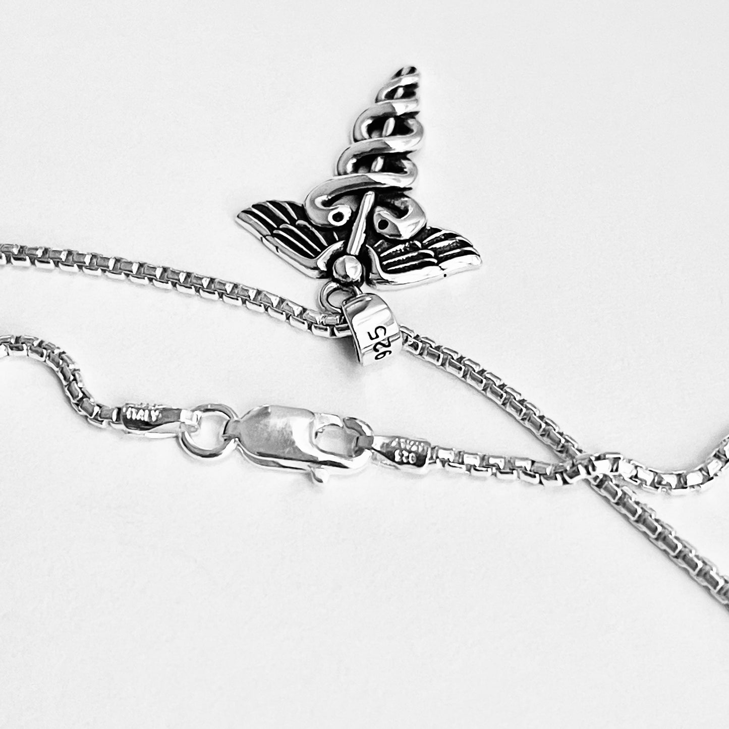 Sterling Silver Caduceus Necklace – Medical Symbol Doctor Nurse EMT Silver Pendant