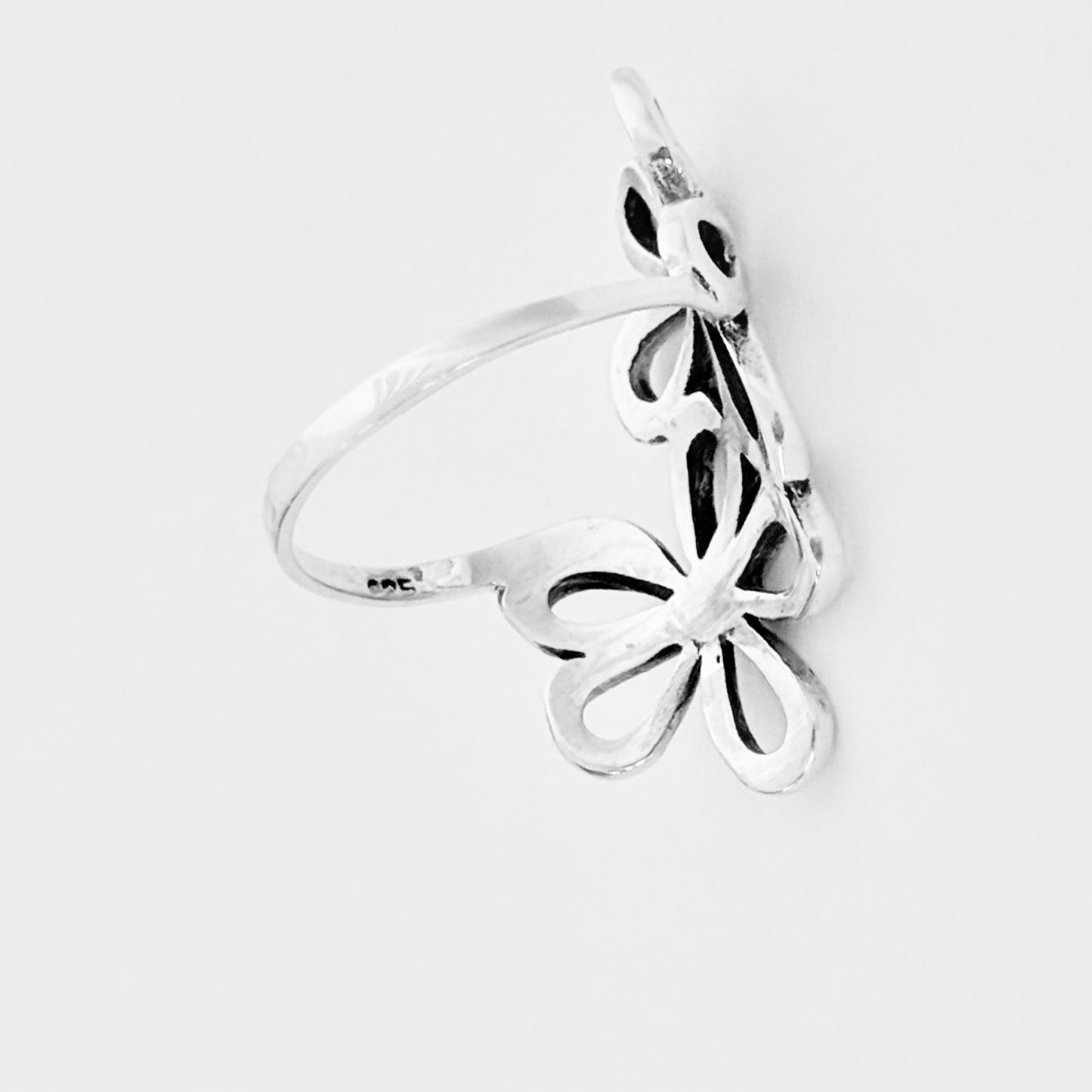 Sterling Silver 2 Large Daisy Flower Ring, Statement Jewelry