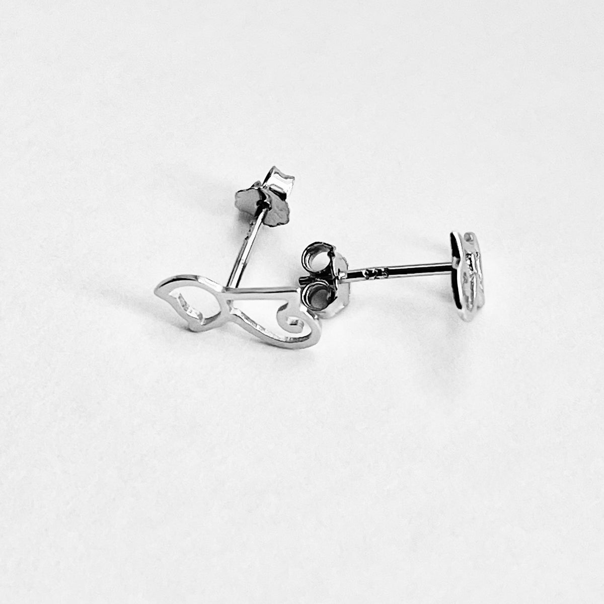 925 Sterling Silver Cut Out Cat Stud Earring | Delicate Kitty Silver Earrings