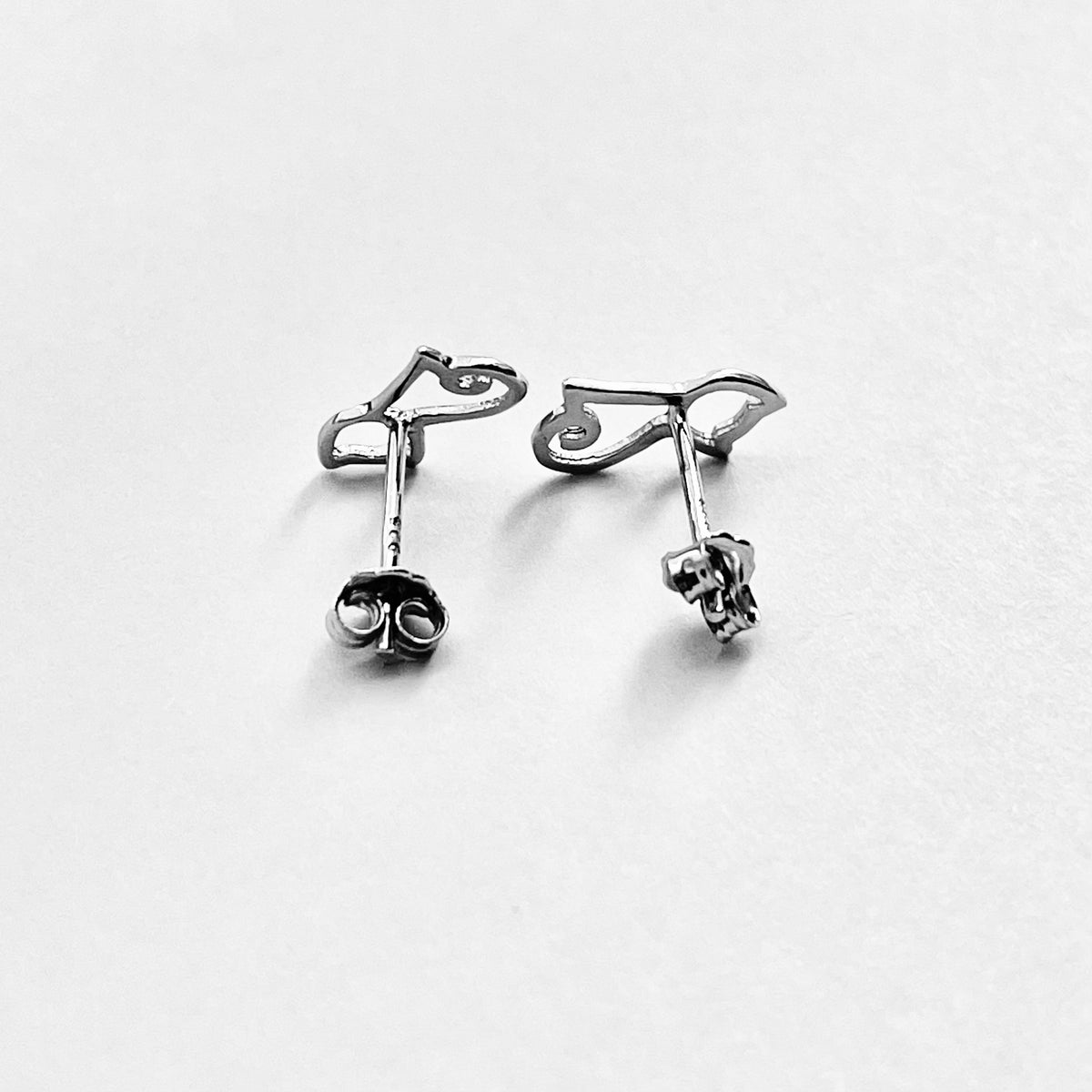 925 Sterling Silver Cut Out Cat Stud Earring | Delicate Kitty Silver Earrings