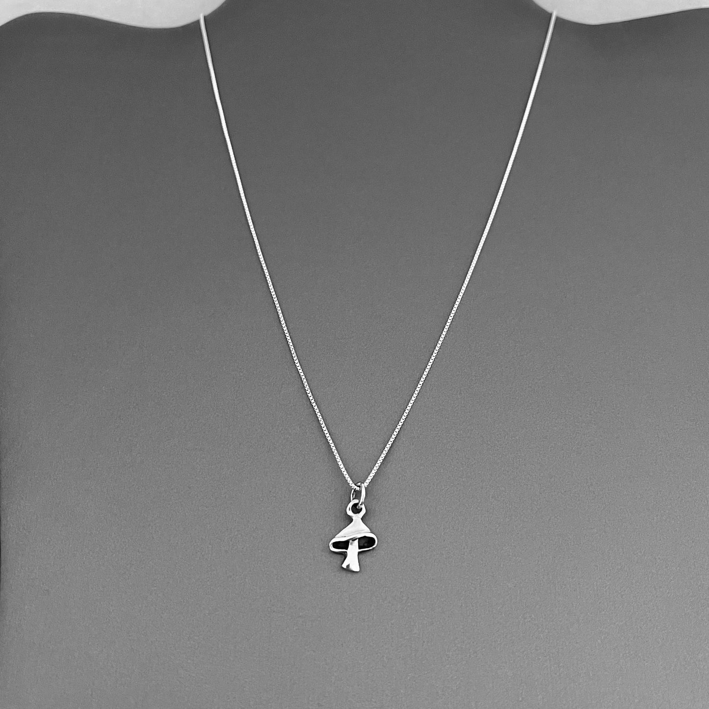 925 Sterling Silver Little Mushroom Necklace | Fungus Pendant & Lucky Silver Chain