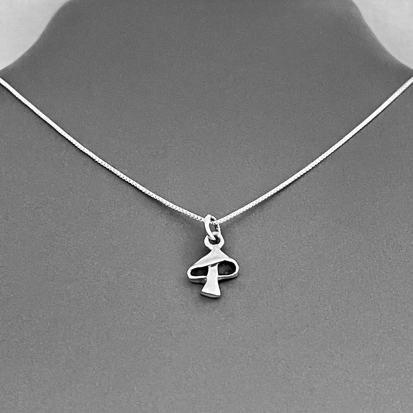 925 Sterling Silver Little Mushroom Necklace | Fungus Pendant & Lucky Silver Chain