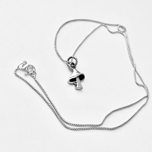 Sterling Silver Little Mushroom Necklace, Fungus Necklaces, Fruit Chain, Luck Chains