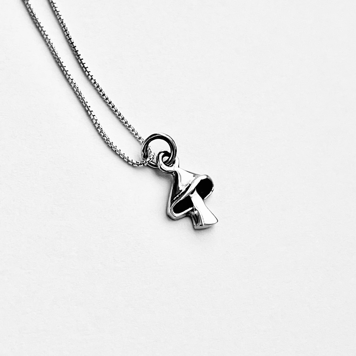 925 Sterling Silver Little Mushroom Necklace | Fungus Pendant & Lucky Silver Chain