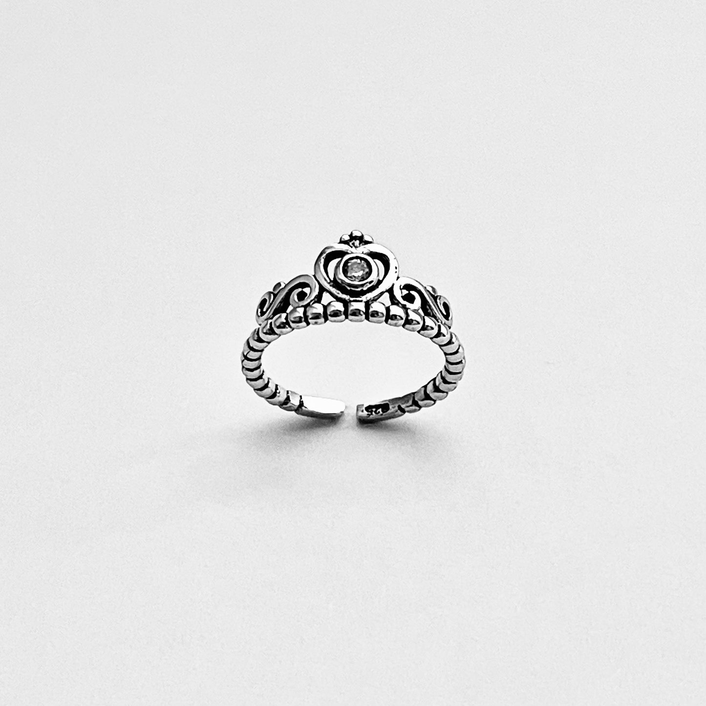 925 Sterling Silver Victorian CZ Crown Toe Ring | Queen Princess Silver Rings