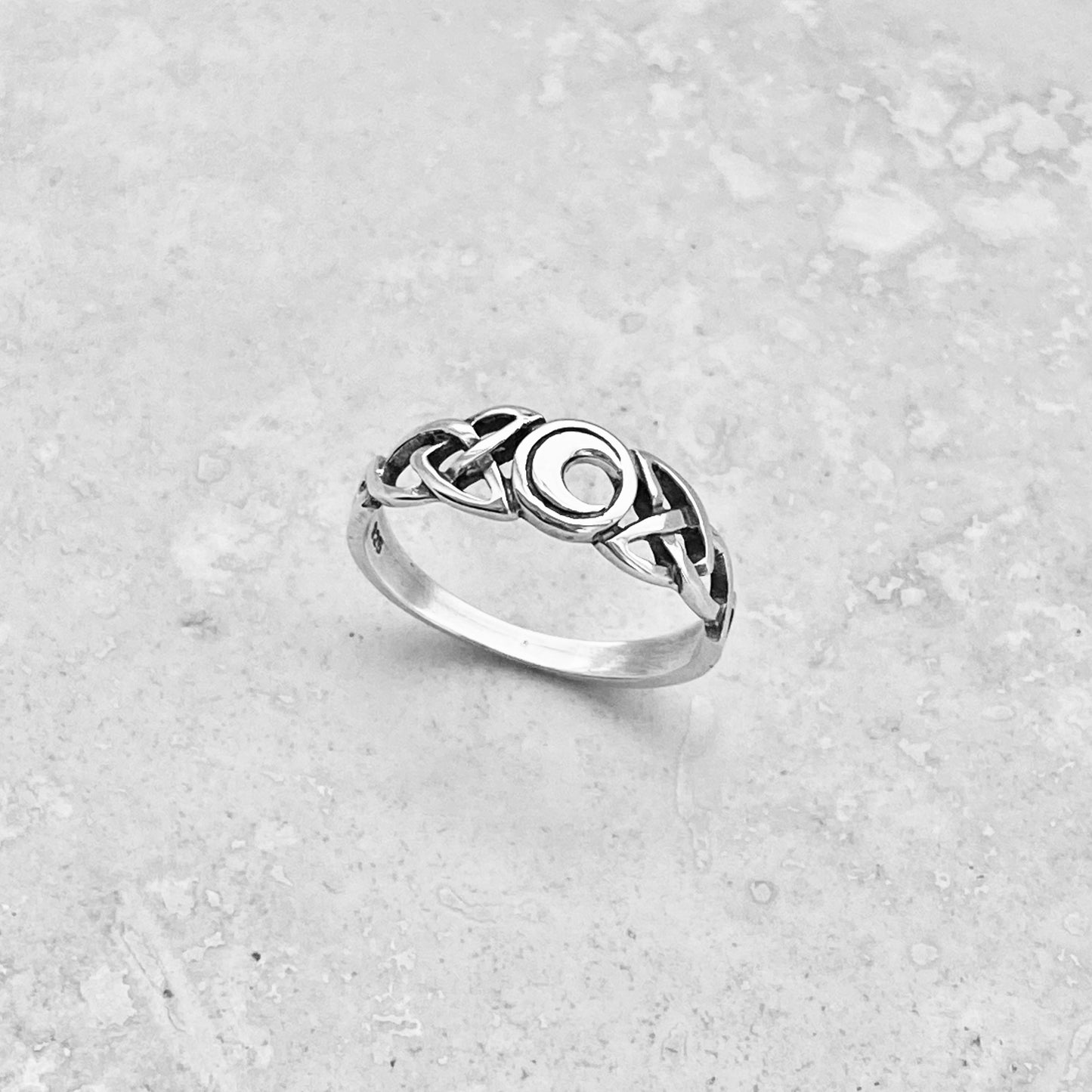 Sterling Silver Celtic and Little Crescent Moon Ring, Celestial Silver Rings, Celtics