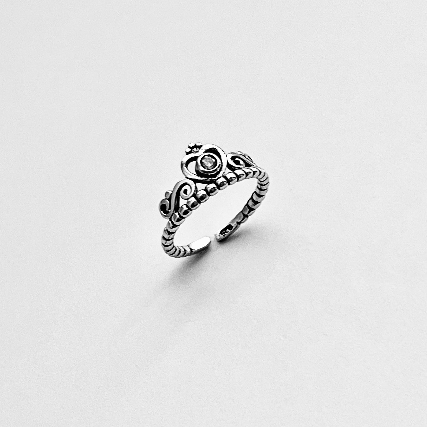 925 Sterling Silver Victorian CZ Crown Toe Ring | Queen Princess Silver Rings