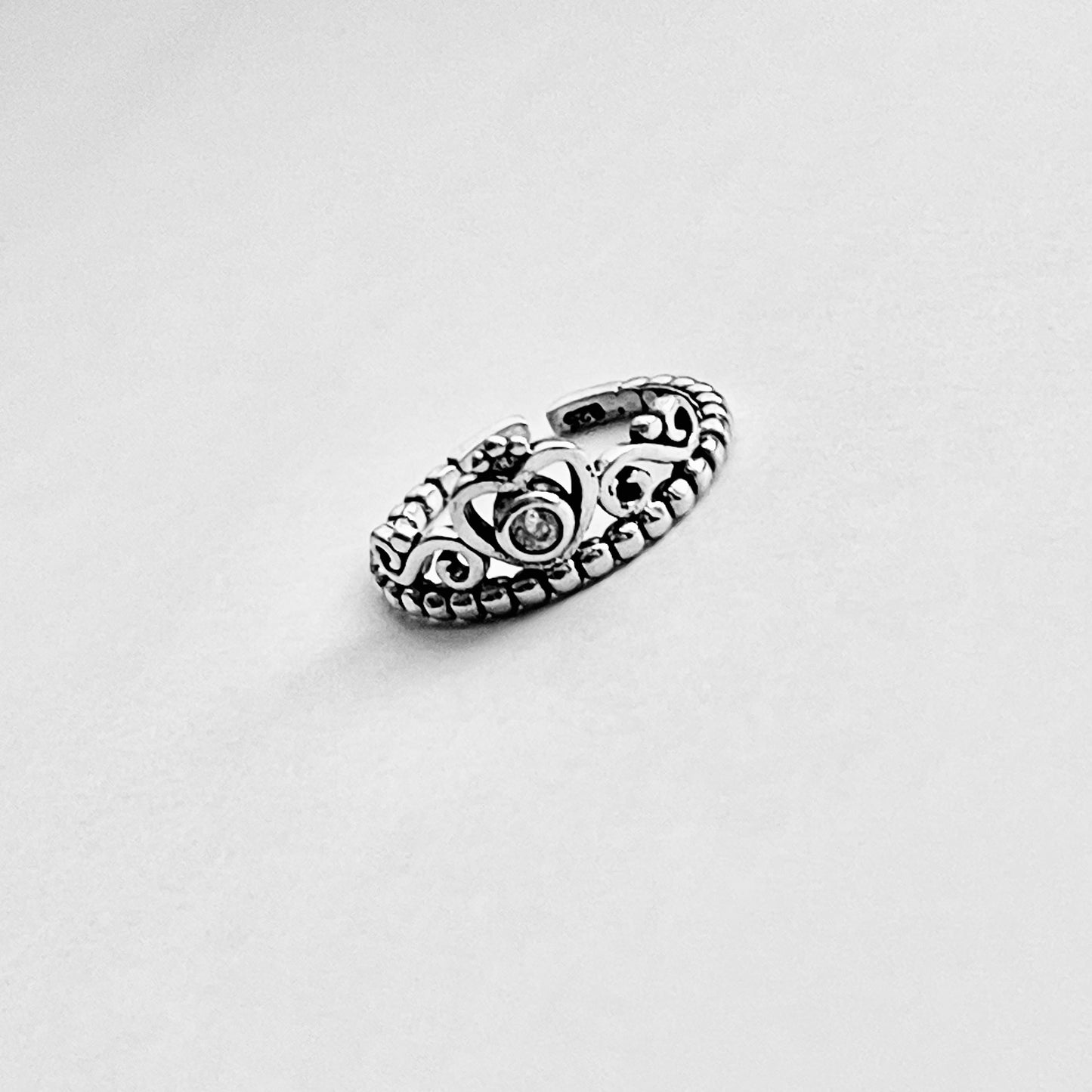 925 Sterling Silver Victorian CZ Crown Toe Ring | Queen Princess Silver Rings