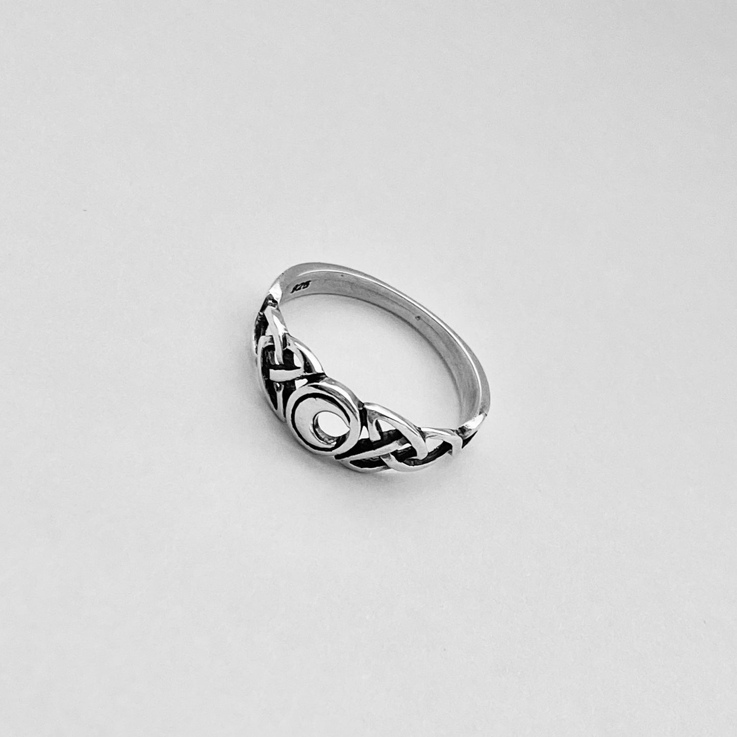 Sterling Silver Celtic and Little Crescent Moon Ring, Celestial Silver Rings, Celtics