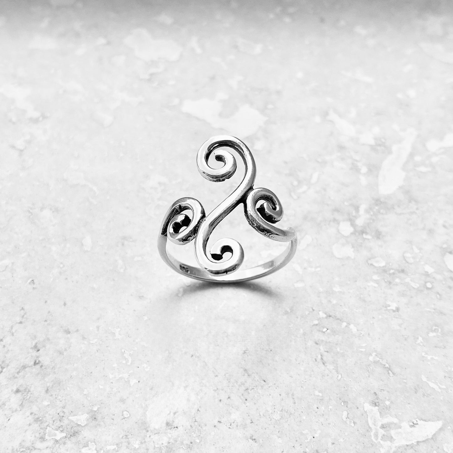 Sterling Silver Long Multiple Swirl Ring, Statement Spiral Rings, Swirls Jewelry