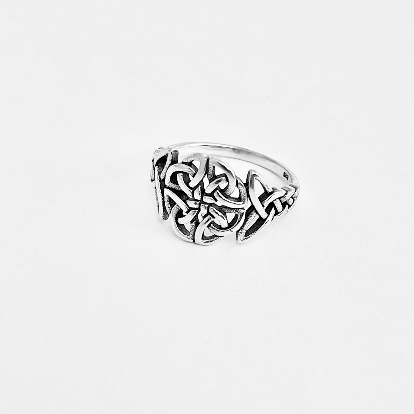 Sterling Silver Trinity Woven Celtic Ring, Endless Triquetra Love Knots Silver Rings