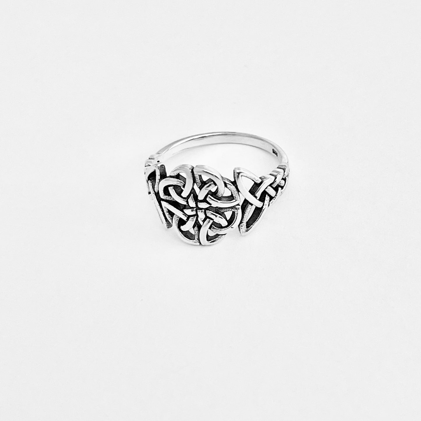 Sterling Silver Trinity Woven Celtic Ring, Endless Triquetra Love Knots Silver Rings