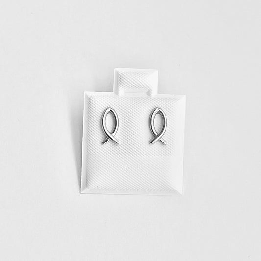 Sterling Silver Icthus Stud Earring, Christian Fish Earrings, Religious Earrings, Silver Earring