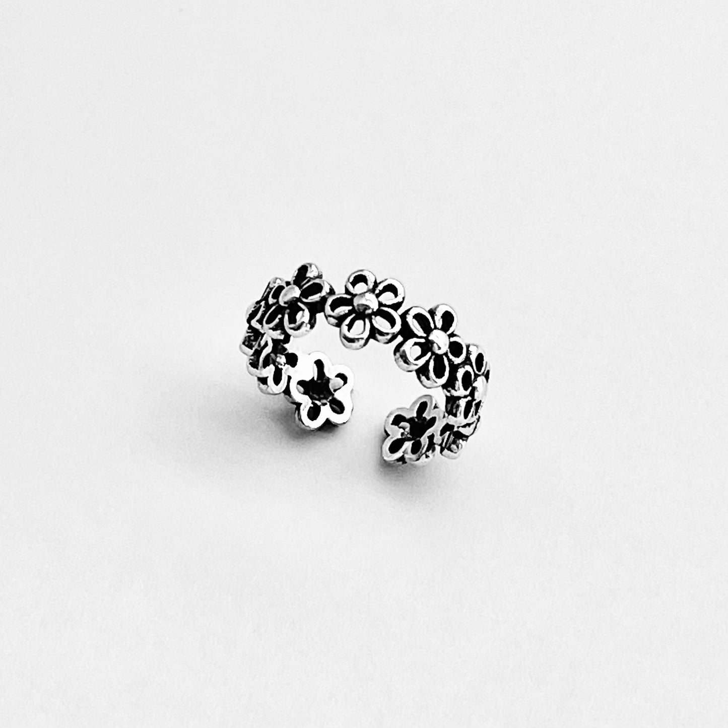 Sterling Silver Eternity Forget-Me-Not Flower Toe Ring – Floral Daisy Silver Rings