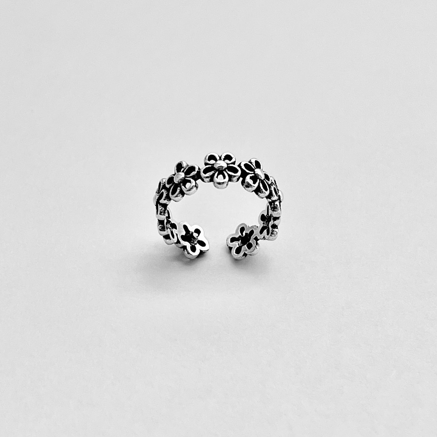 Sterling Silver Eternity Forget-Me-Not Flower Toe Ring – Floral Daisy Silver Rings