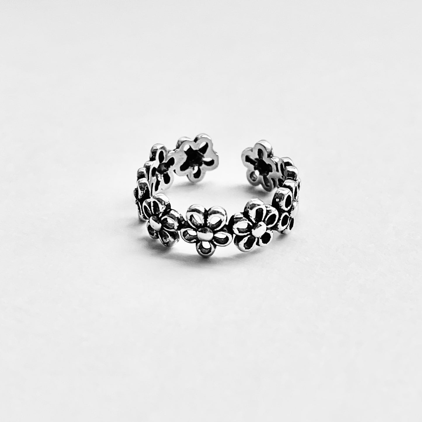 Sterling Silver Eternity Forget-Me-Not Flower Toe Ring – Floral Daisy Silver Rings