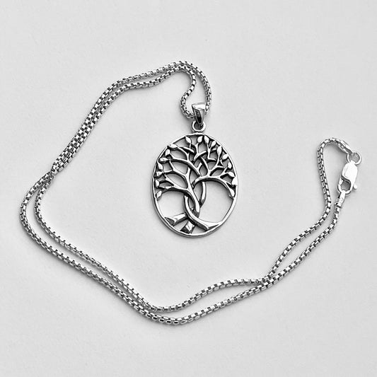 Sterling Silver Large Tree Of Life Necklace, Silver Necklaces, Fortune Necklace