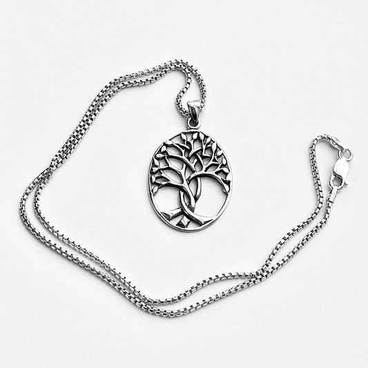 Sterling Silver Large Tree Of Life Necklace, Silver Necklaces, Fortune Necklace