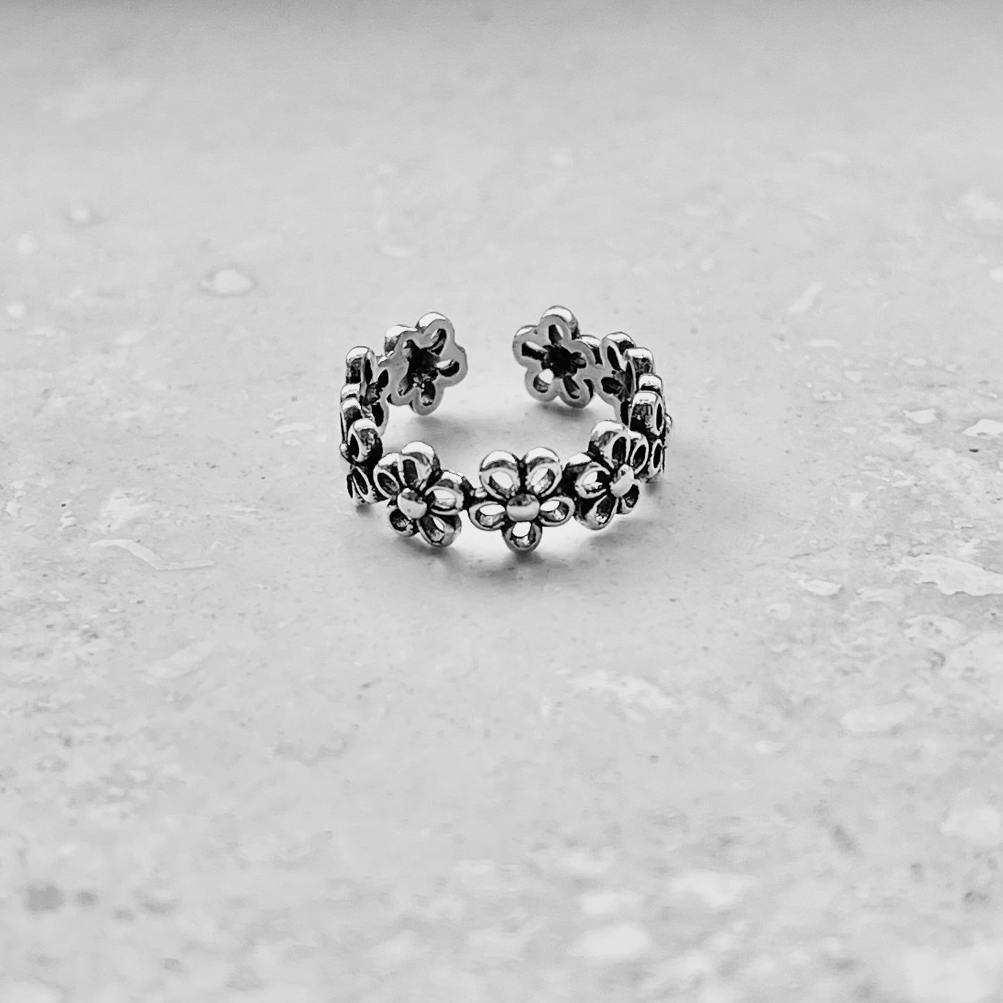 Sterling Silver Eternity Forget-Me-Not Flower Toe Ring – Floral Daisy Silver Rings