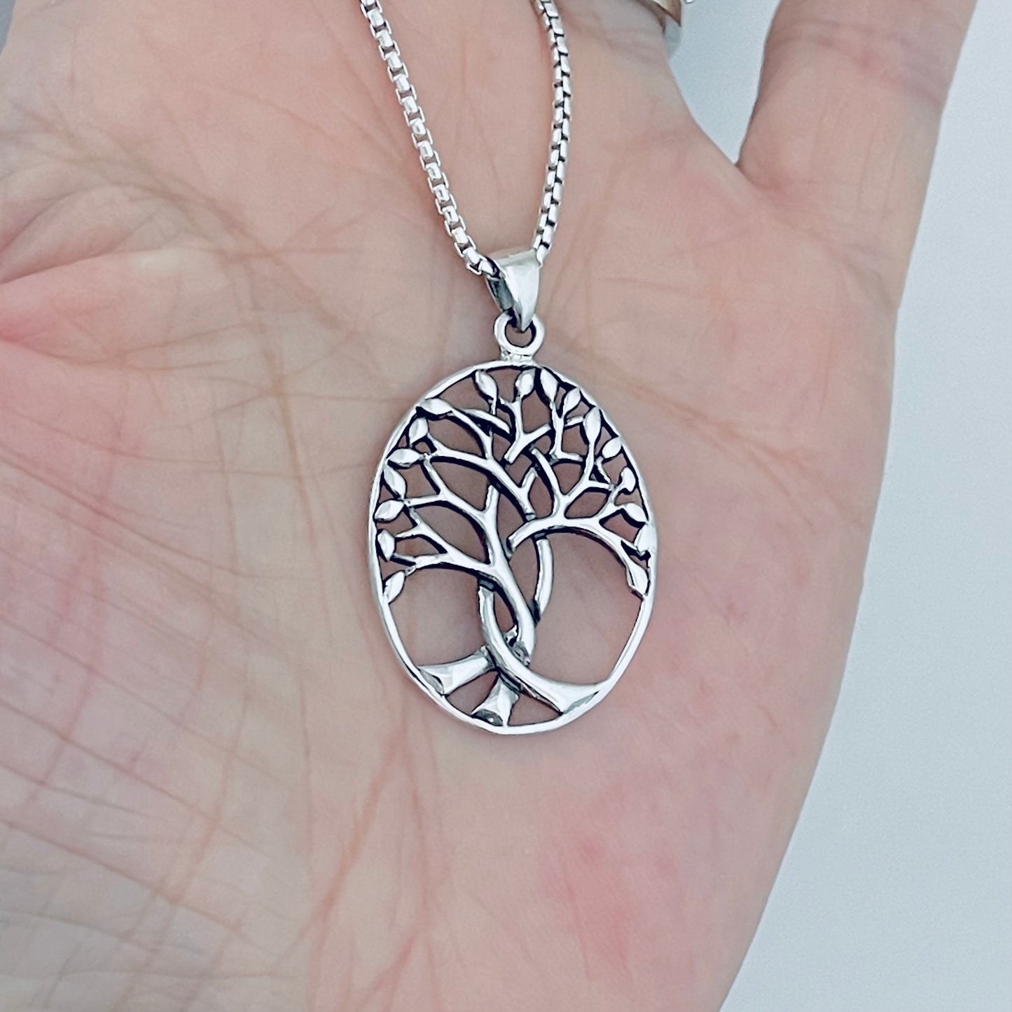 Sterling Silver Large Tree Of Life Necklace, Silver Necklaces, Fortune Necklace