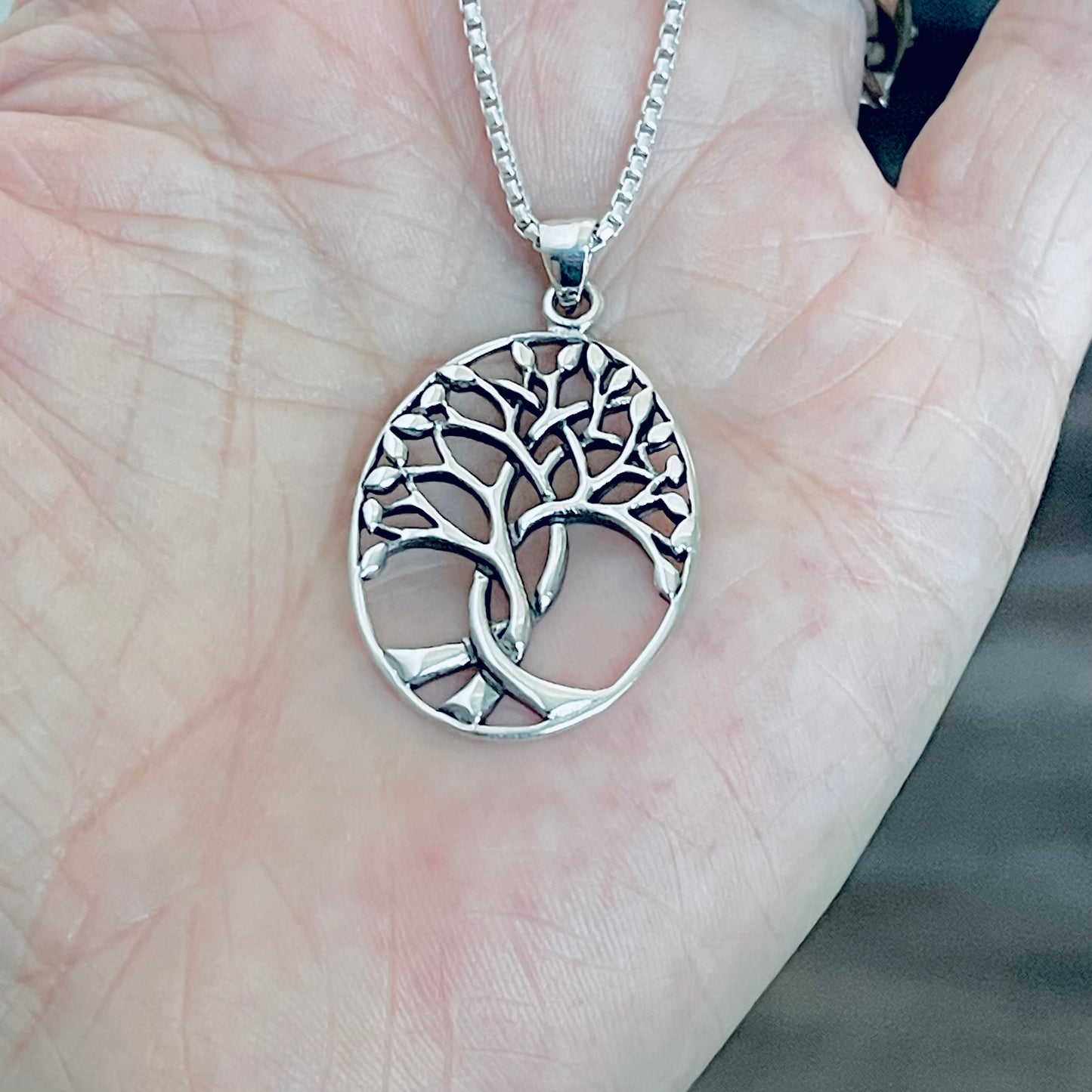 Sterling Silver Large Tree Of Life Necklace, Silver Necklaces, Fortune Necklace