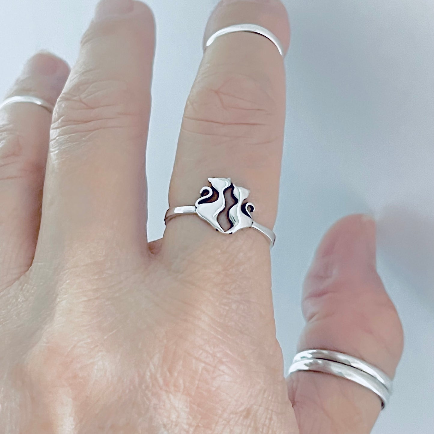 925 Sterling Silver Cat and Kitten Ring – Pet Animal Jewelry, Kitty Cats