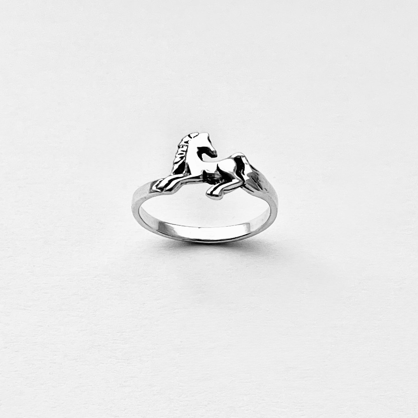 Sterling Silver Horse Ring, Dainty Animal Pony Silver Rings