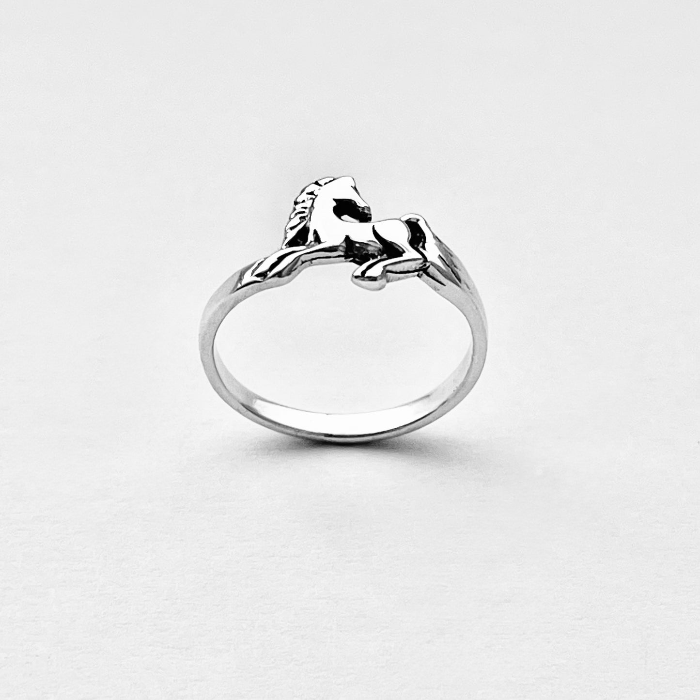 Sterling Silver Horse Ring, Dainty Animal Pony Silver Rings
