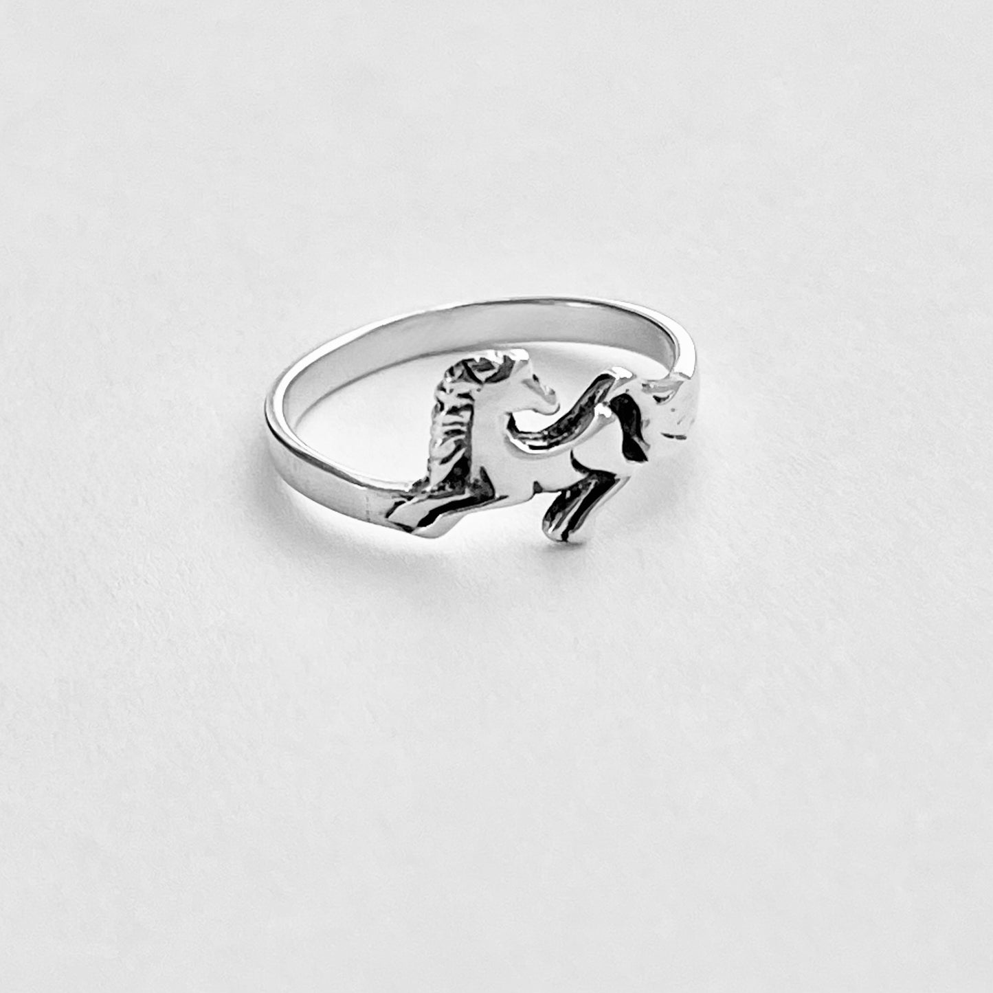 Sterling Silver Horse Ring, Dainty Animal Pony Silver Rings