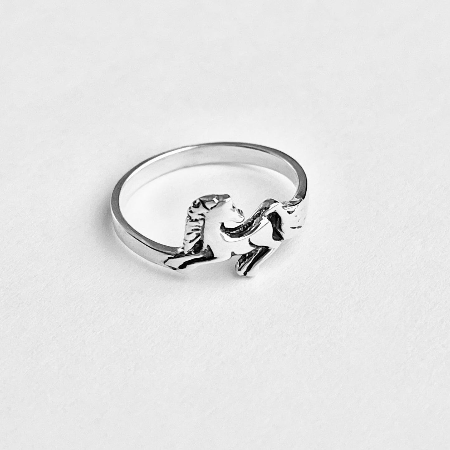 Sterling Silver Horse Ring, Dainty Animal Pony Silver Rings