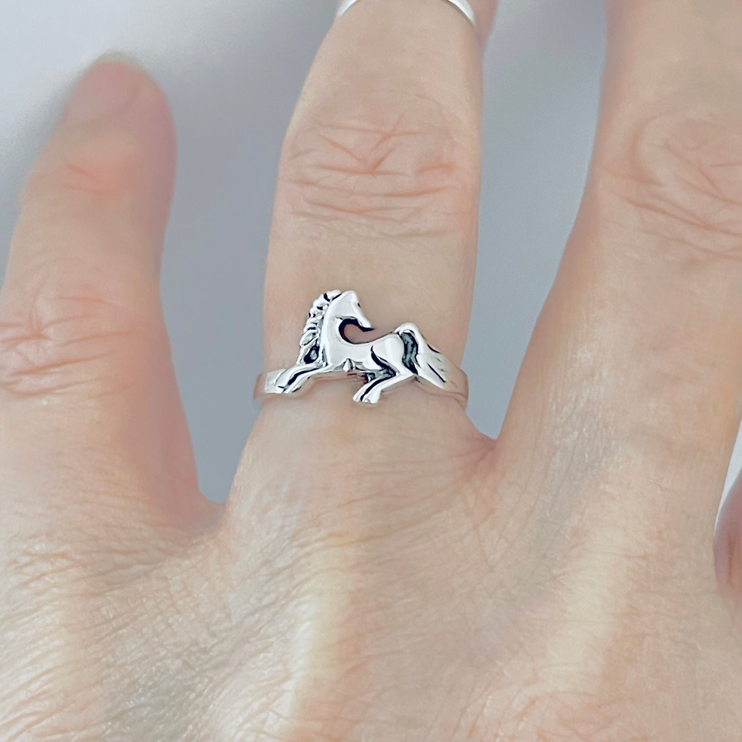 Sterling Silver Horse Ring, Dainty Animal Pony Silver Rings