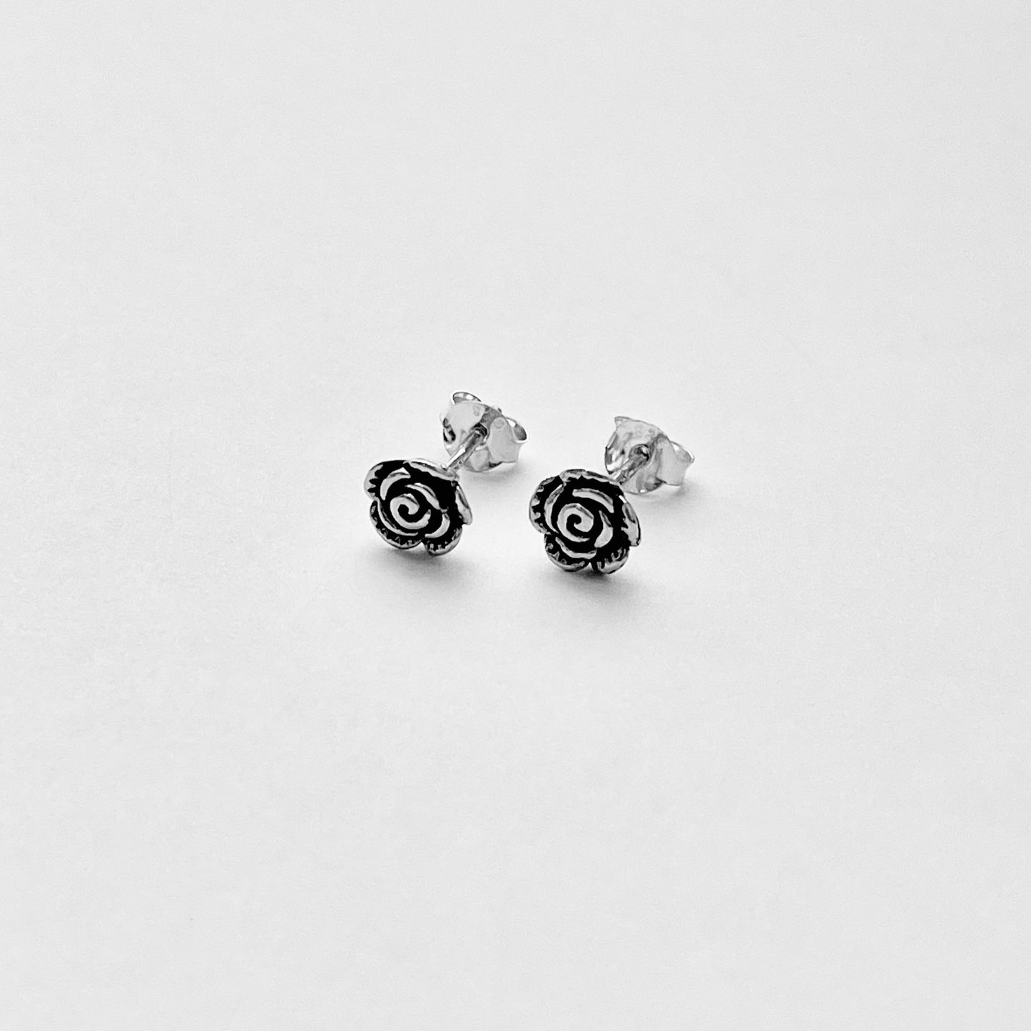 Sterling Silver Rose Stud Earrings, Flower Earring, Love Roses, Floral Jewelry