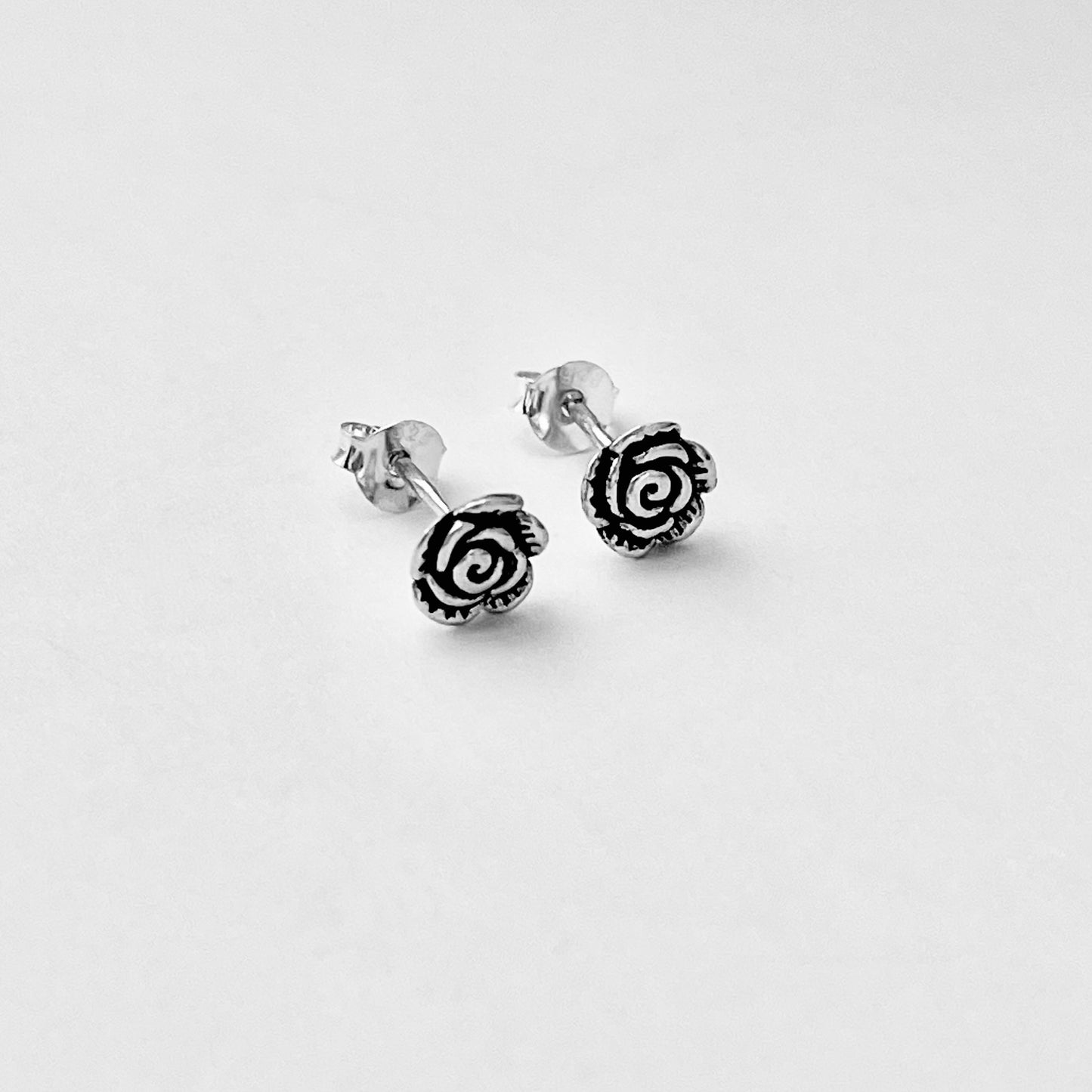 Sterling Silver Rose Stud Earrings, Flower Earring, Love Roses, Floral Jewelry