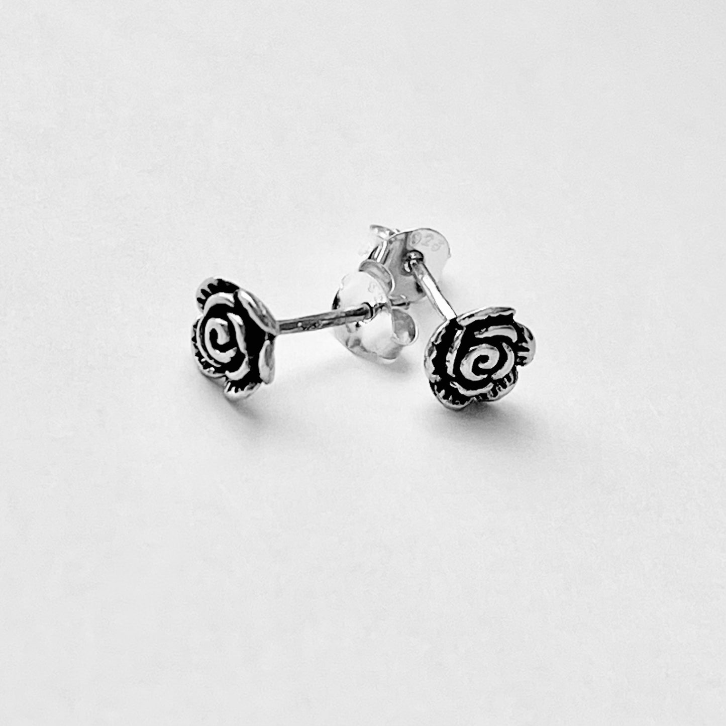 Sterling Silver Rose Stud Earrings, Flower Earring, Love Roses, Floral Jewelry