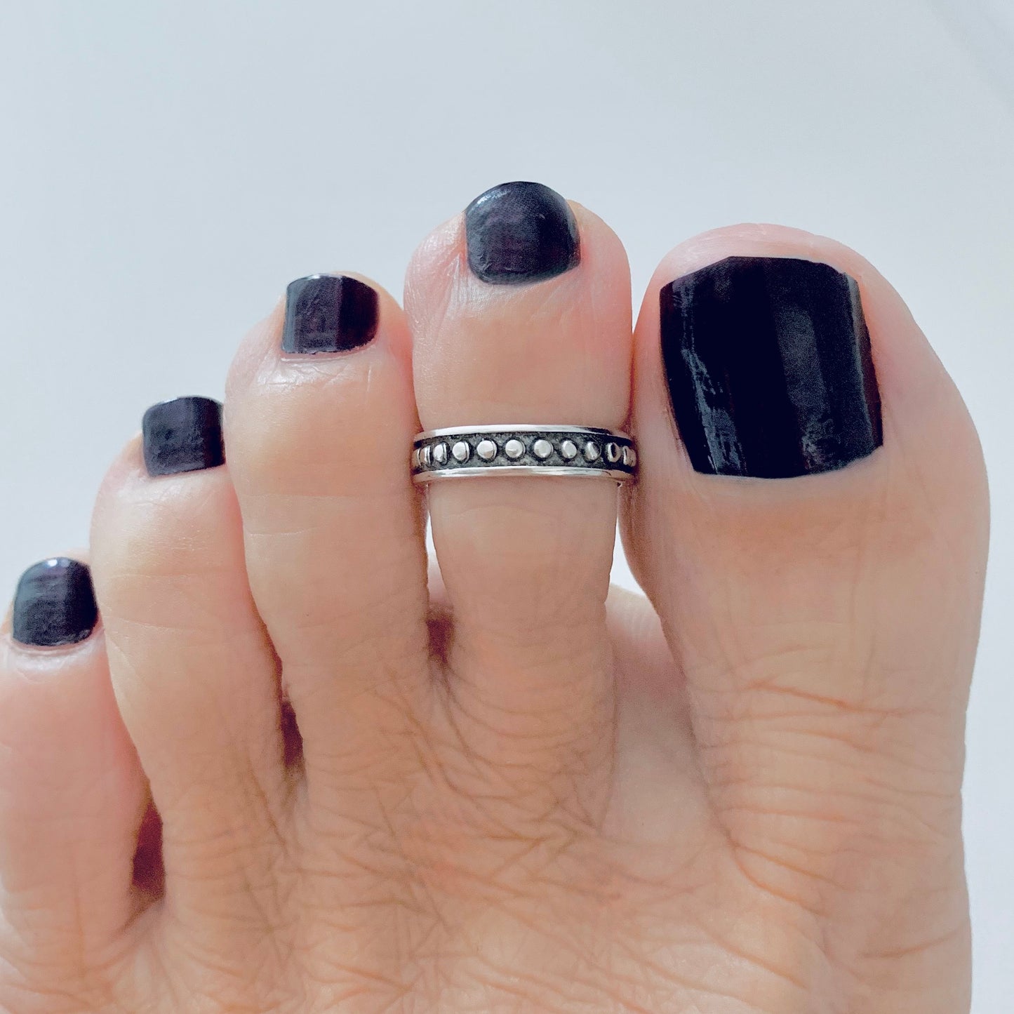 925 Sterling Silver Eternity Beads Band Toe Ring | Dainty Bali Style Dots Silver Rings