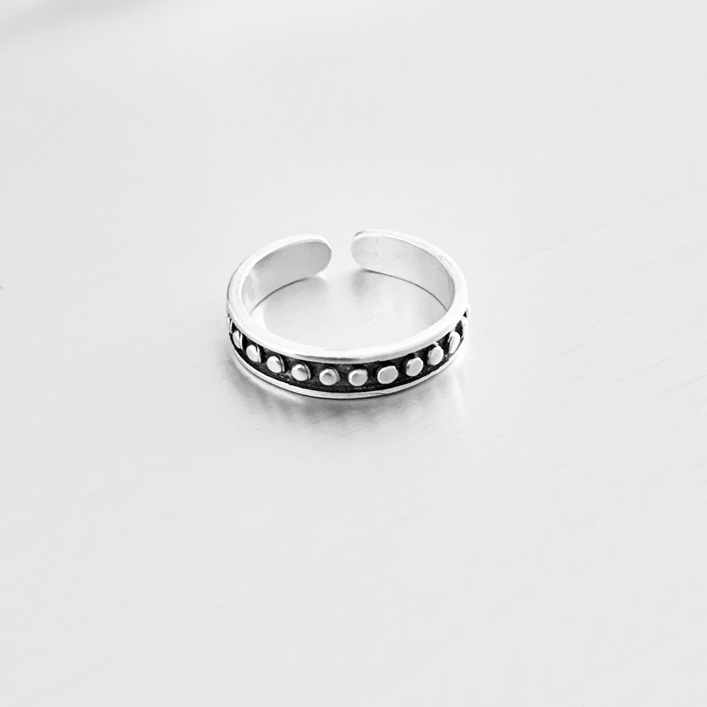 925 Sterling Silver Eternity Beads Band Toe Ring | Dainty Bali Style Dots Silver Rings