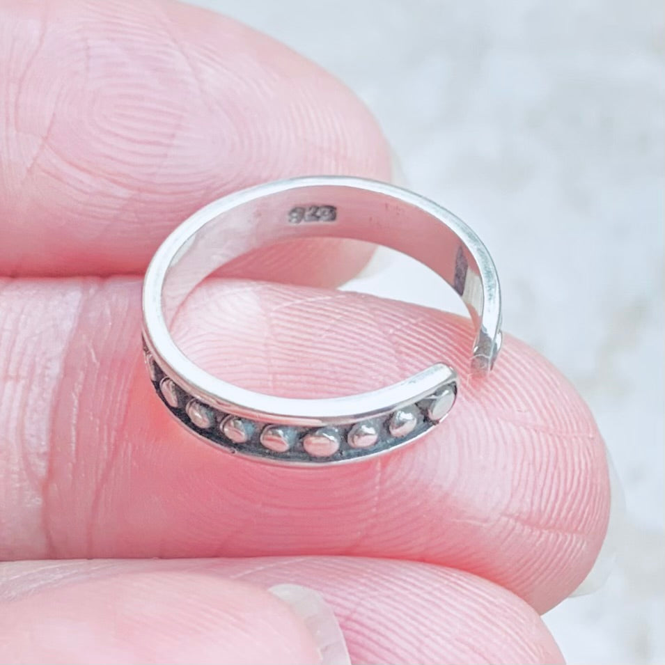 925 Sterling Silver Eternity Beads Band Toe Ring | Dainty Bali Style Dots Silver Rings