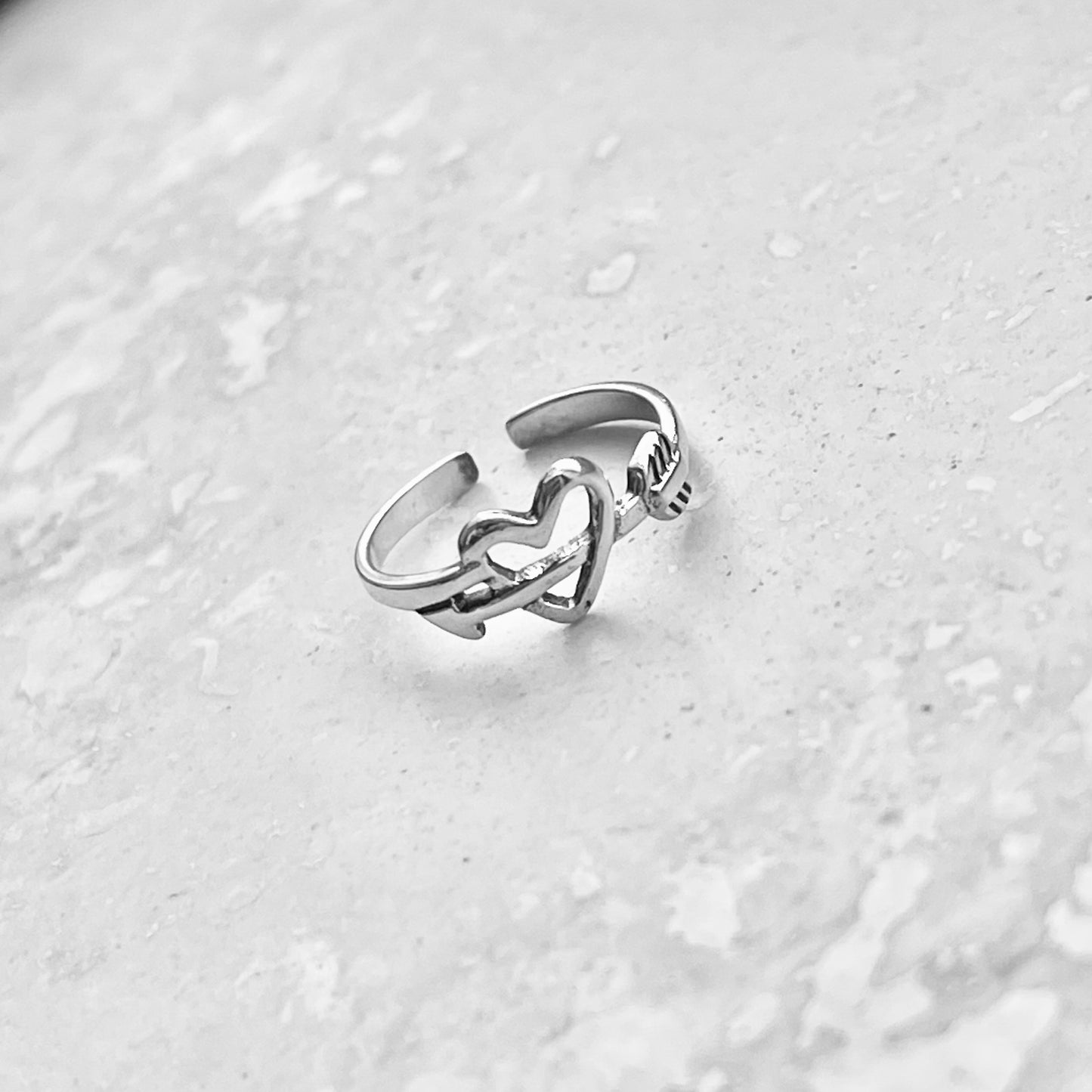 Sterling Silver Heart and Arrow Toe Ring, Heart Silver Rings