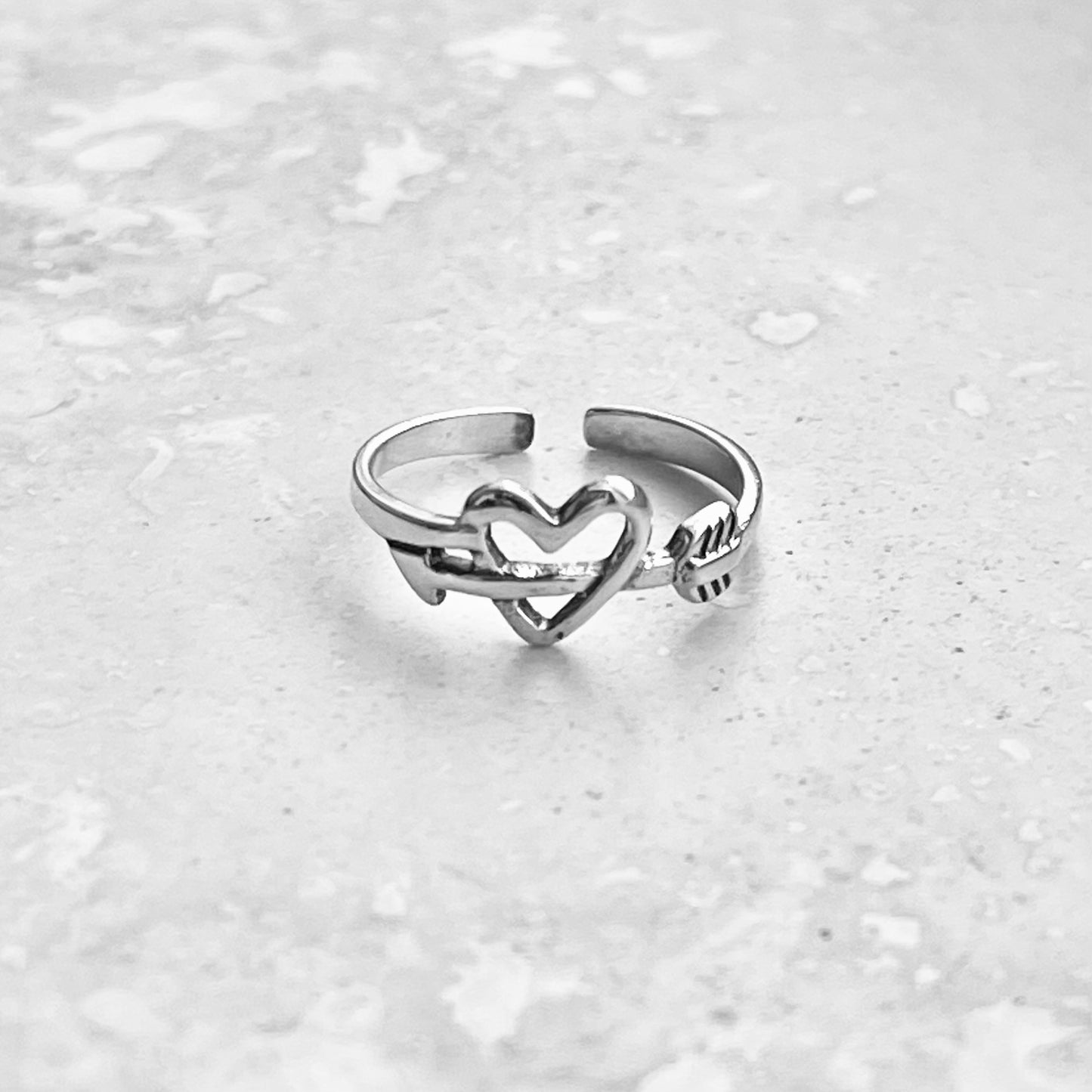 Sterling Silver Heart and Arrow Toe Ring, Heart Silver Rings