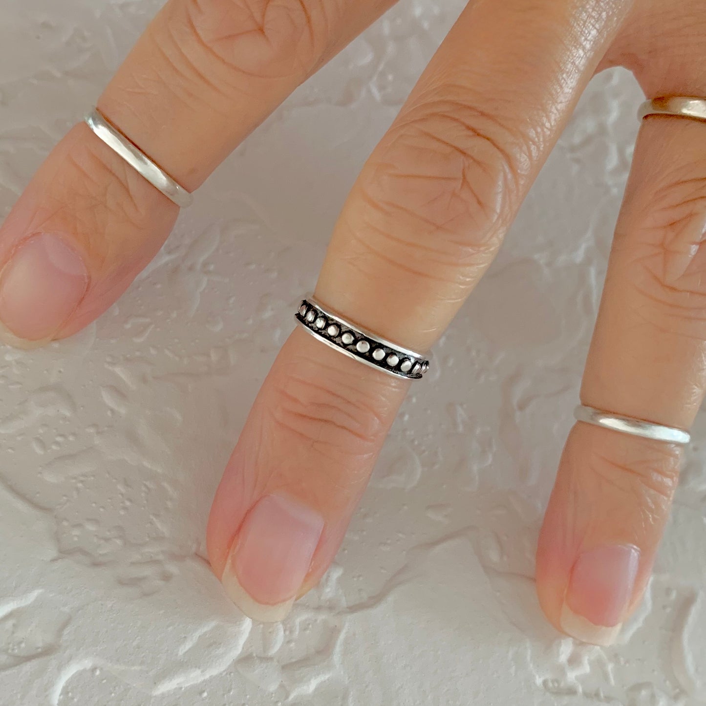 925 Sterling Silver Eternity Beads Band Toe Ring | Dainty Bali Style Dots Silver Rings