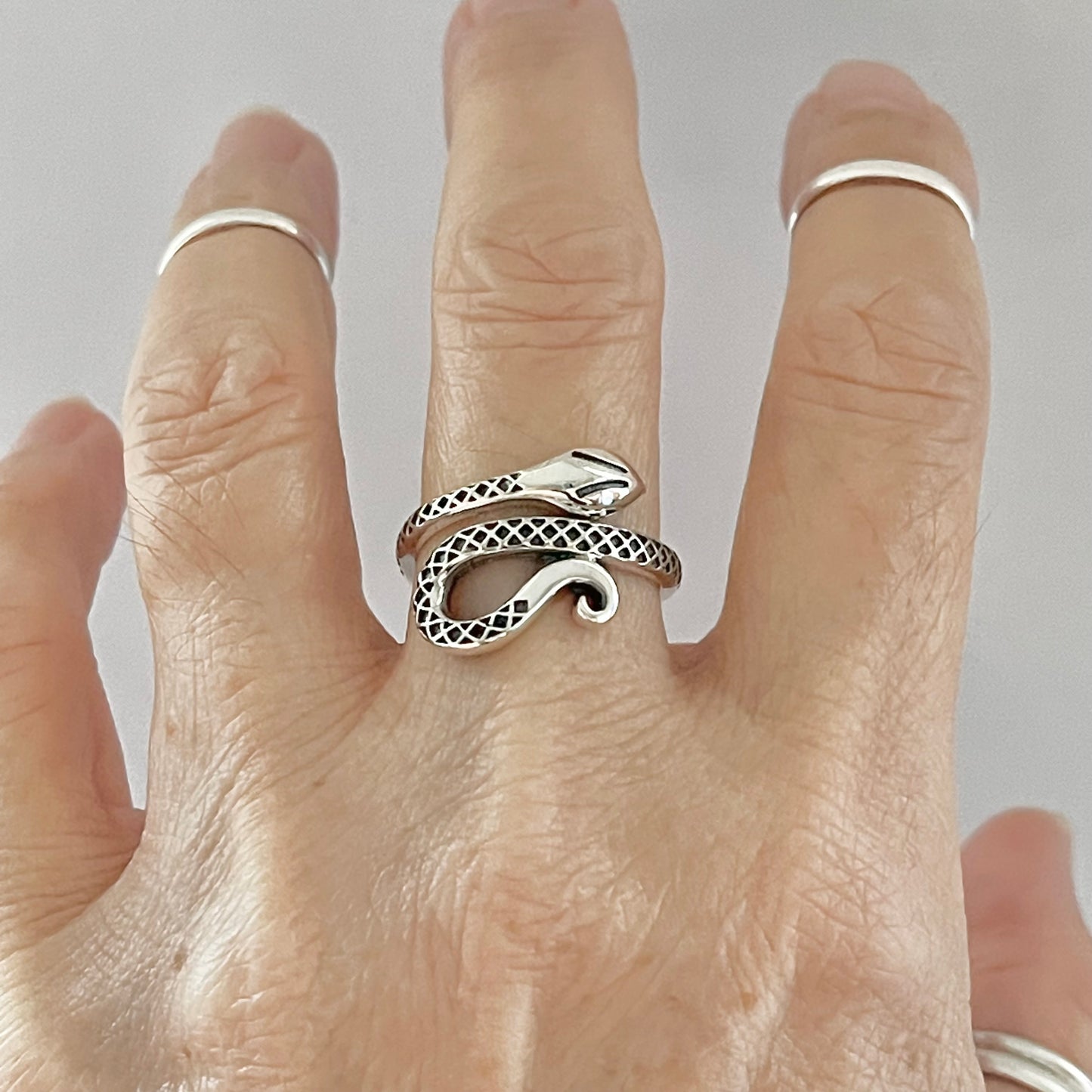 Sterling Silver Snake Ring, Reptile Silver Rings, Animal Ring