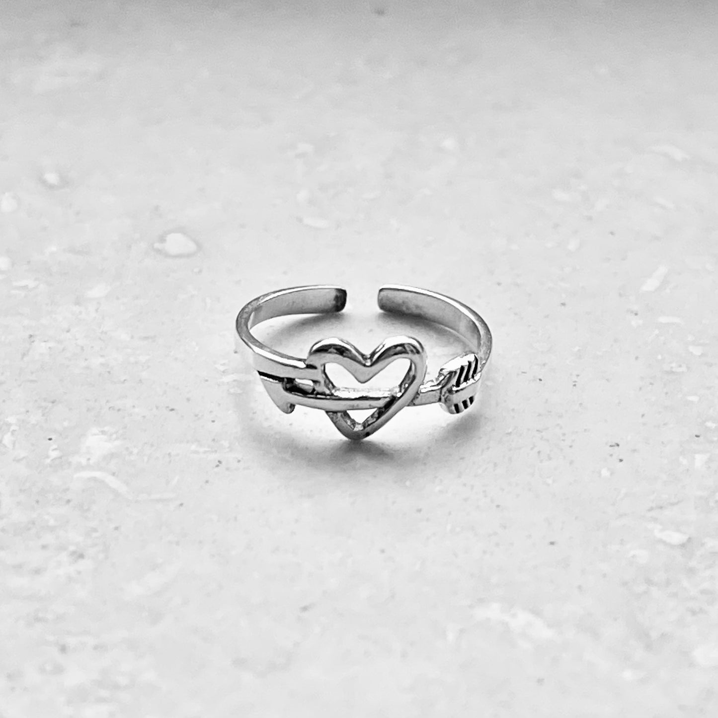 Sterling Silver Heart and Arrow Toe Ring, Heart Silver Rings