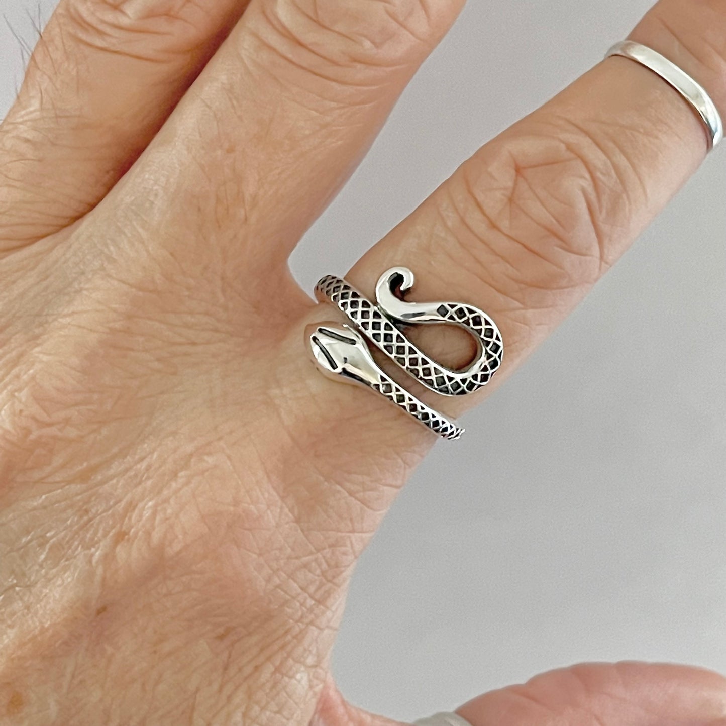 Sterling Silver Snake Ring, Reptile Silver Rings, Animal Ring