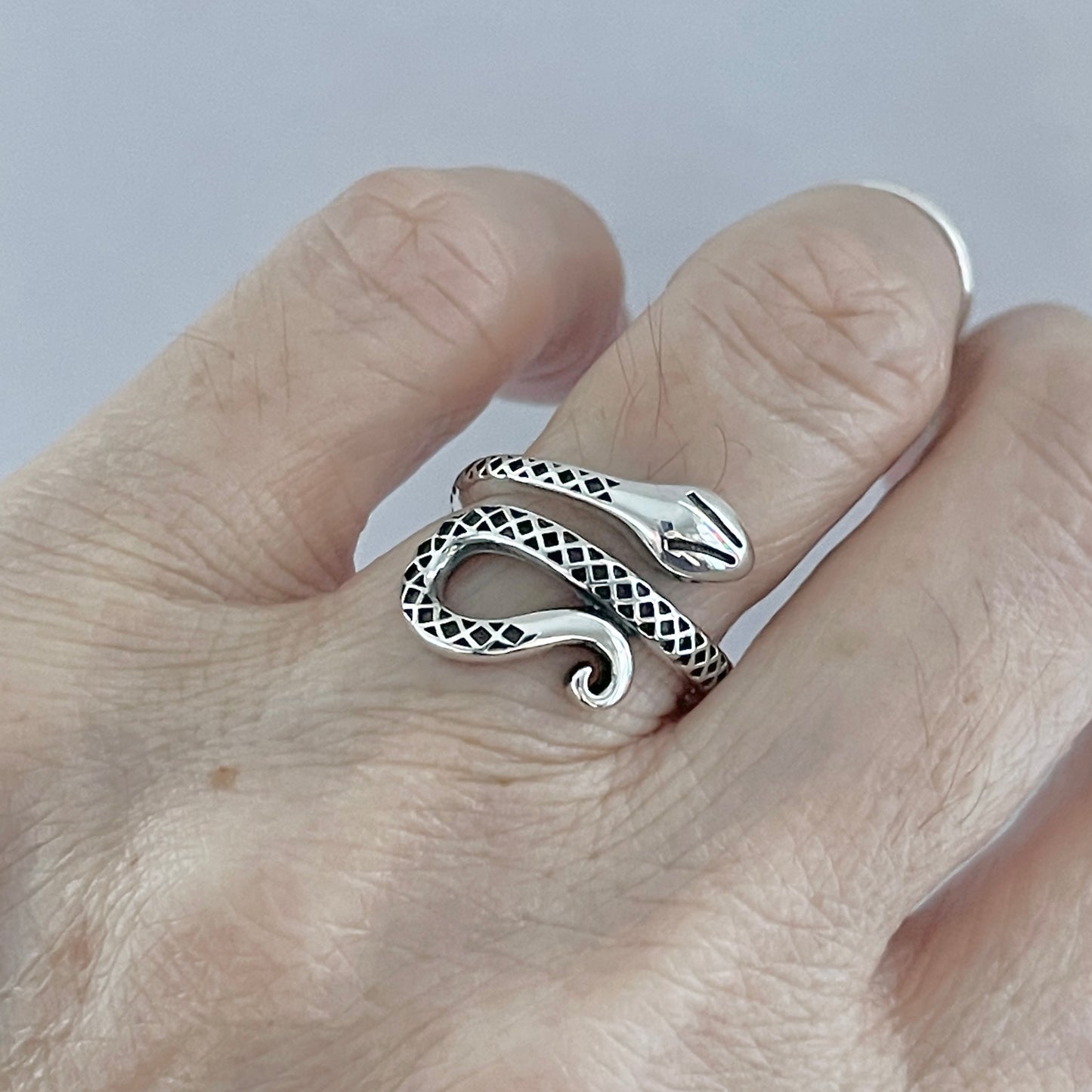 Sterling Silver Snake Ring, Reptile Silver Rings, Animal Ring