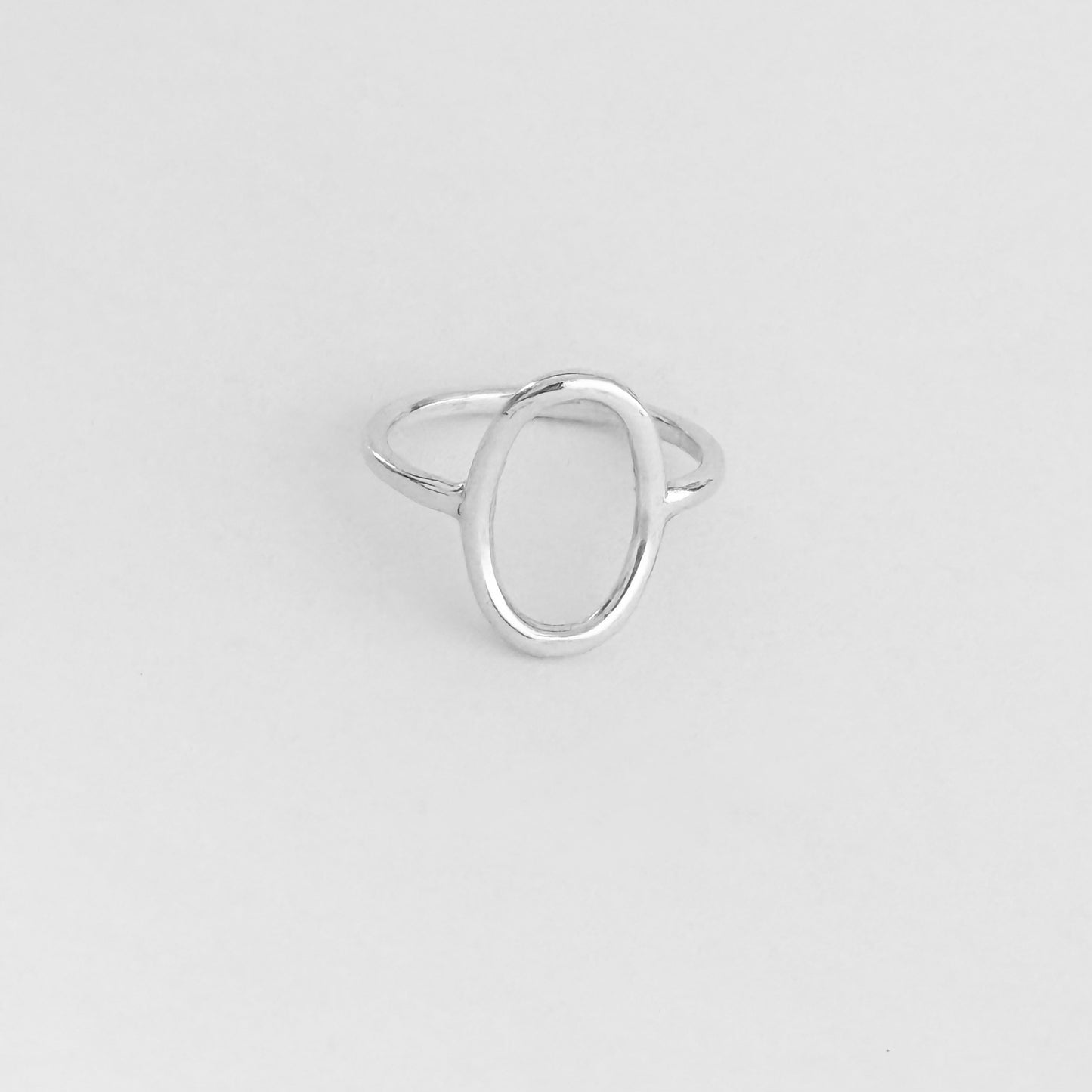 Sterling Silver Large Open Oval Ring | Egg Shape Halo Statement Silver Rings