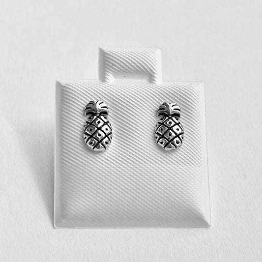 Sterling Silver Small Pineapple Earring, Tropical Fruit Earrings, Stud Silver Earring