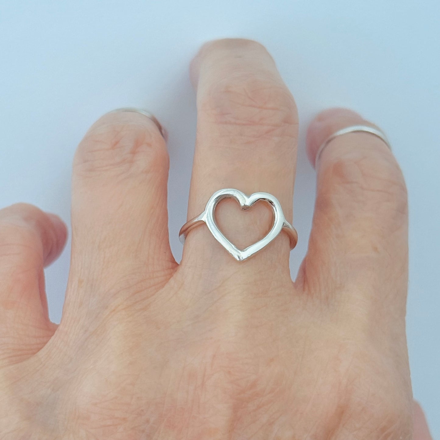 Sterling Silver Open Heart Ring, Silver Rings, Statement Hearts, Eternity Love