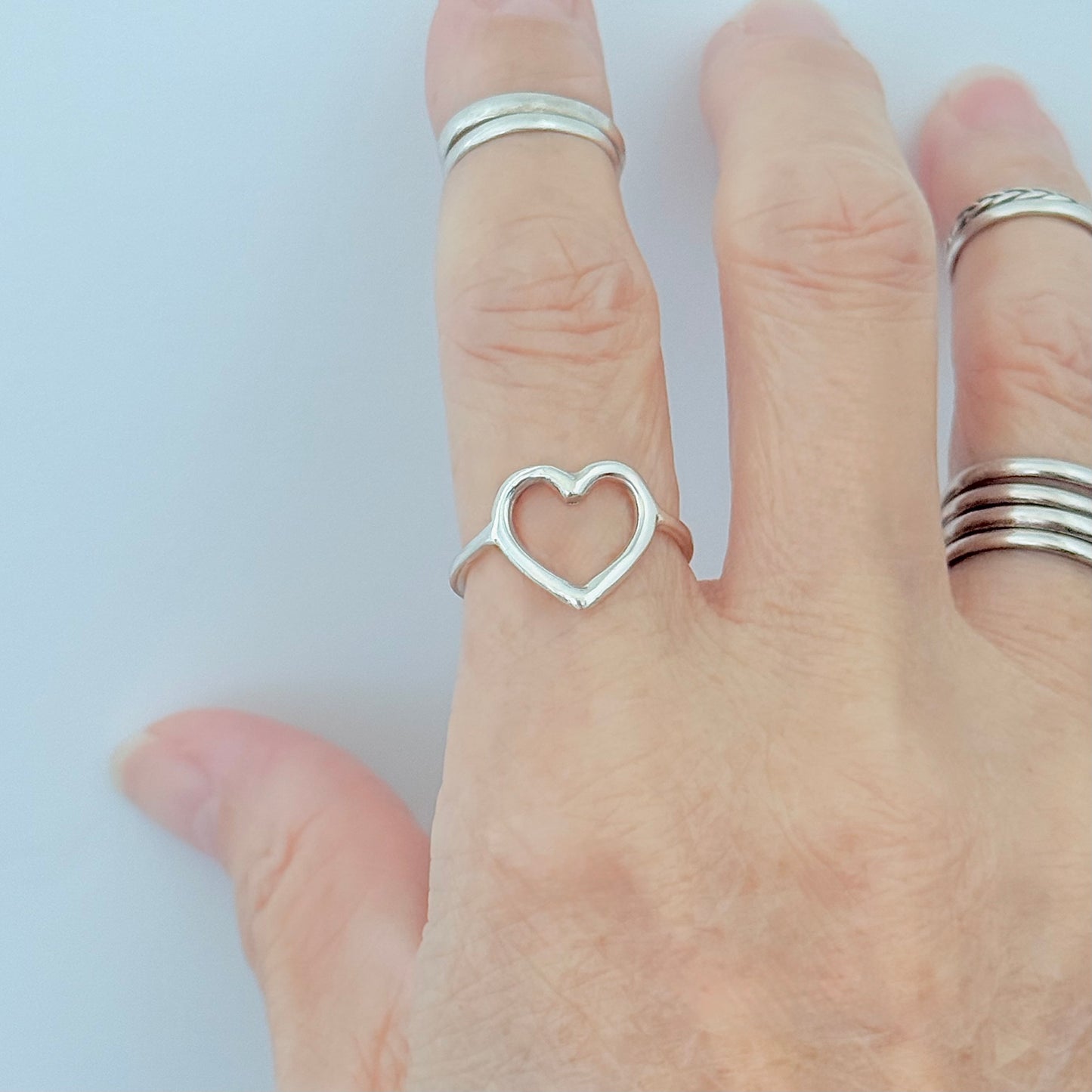 Sterling Silver Open Heart Ring, Silver Rings, Statement Hearts, Eternity Love