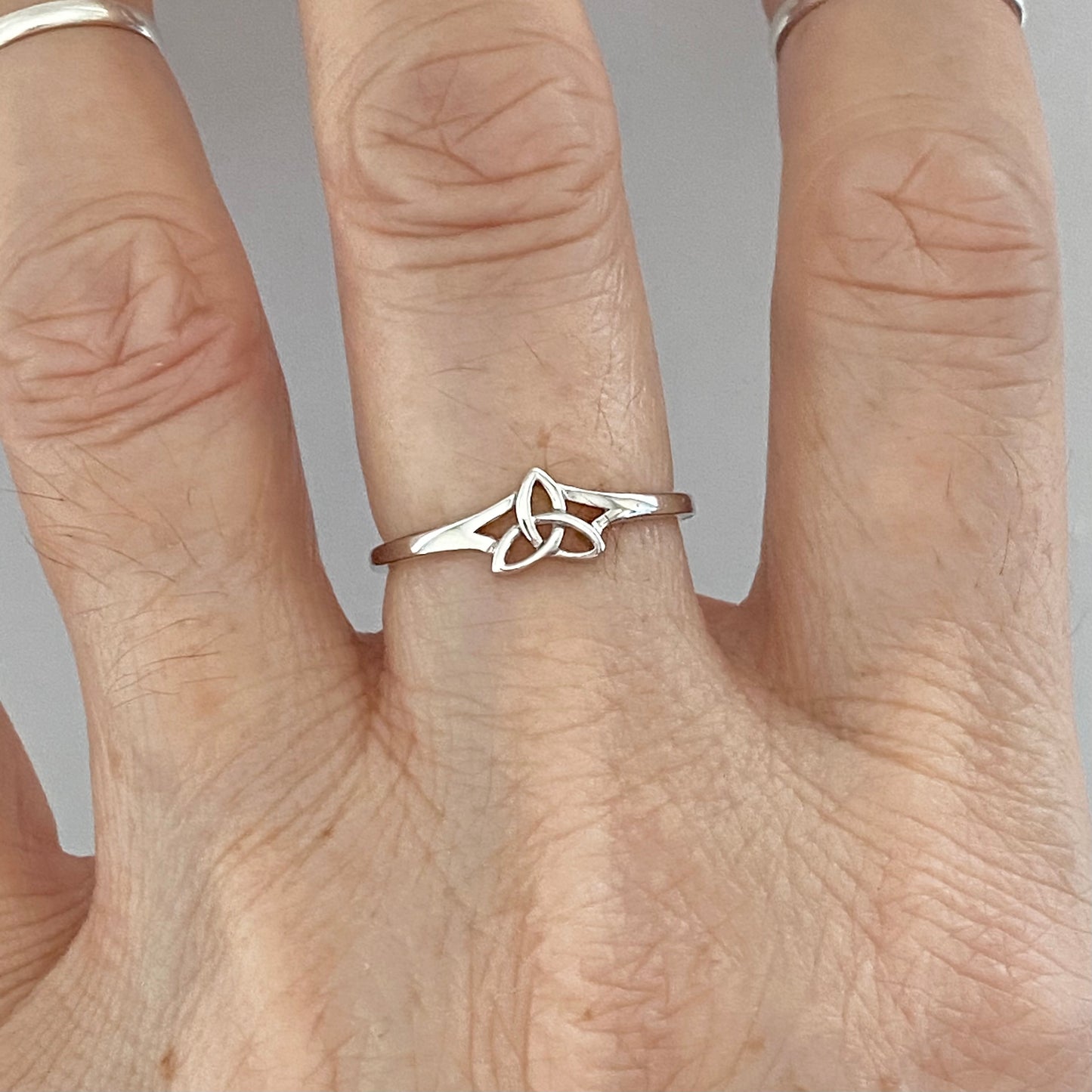 Sterling Silver Minimalist Little Triquetra Ring, Celtic Knot Silver Rings