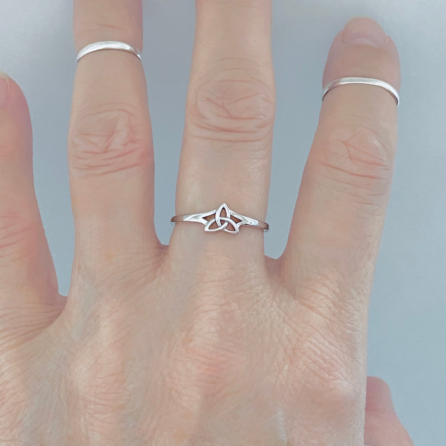 Sterling Silver Minimalist Little Triquetra Ring, Celtic Knot Silver Rings